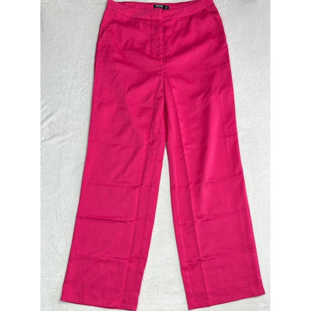 Nasty Gal Collection Womens Hot‎ Pink Wide Leg High Waisted Trousers Size US 10